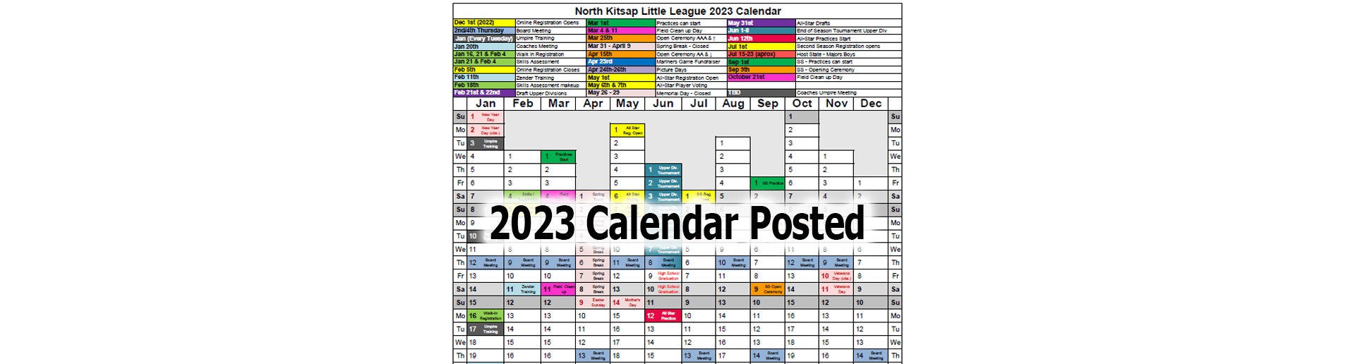 2023 NKLL Calendar
